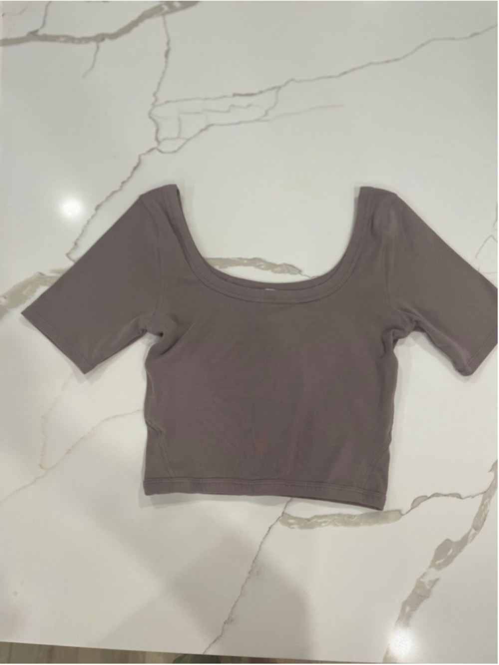 Lululemon Hold Tight Ribbed Crop Cotton Tshirt 4 Purple Workout Casual